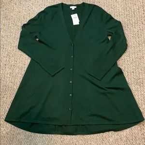 NWT J.Jill Green Buttoned V-Neck Cardigan
